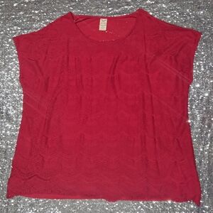 Faded Glory Vibrant Red Lace Blouse
